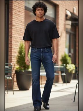 Forever 21 Men's Dark Blue Bootcut Jeans